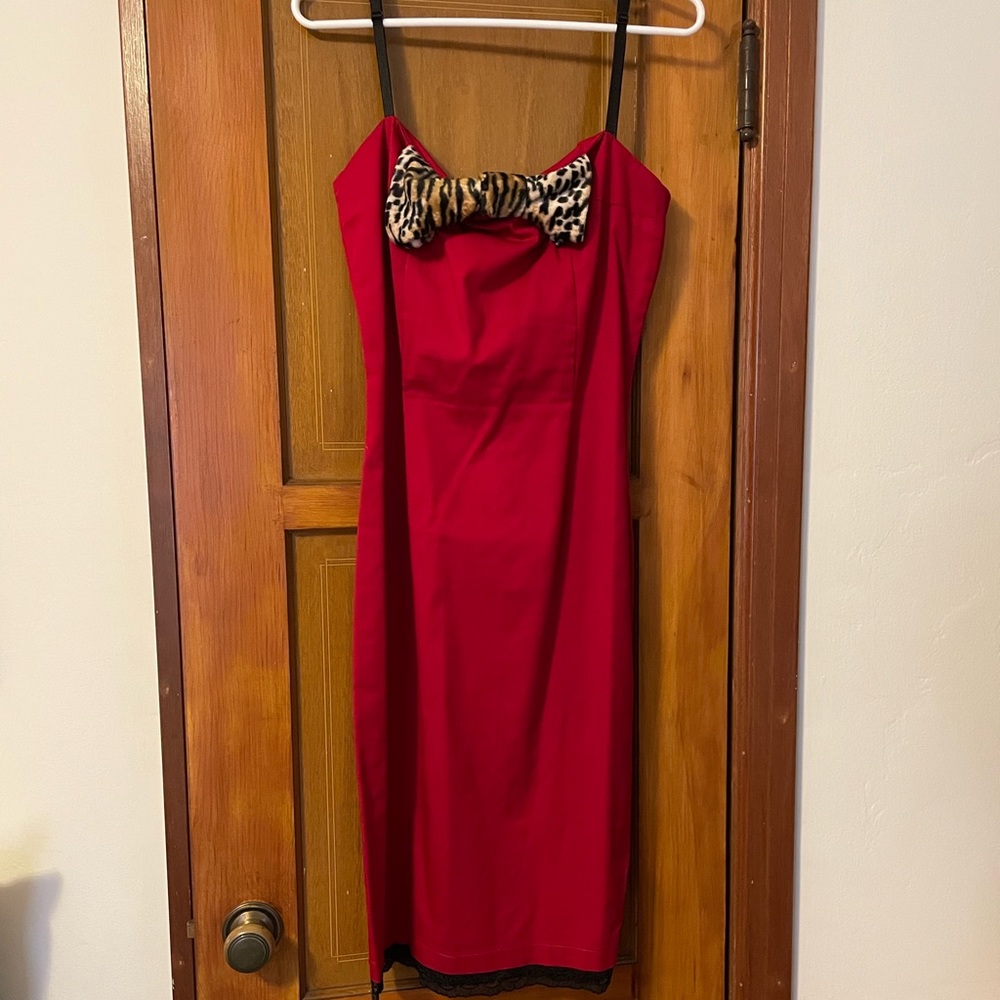 Lucky 13 pinup dress with leopard and lace details
